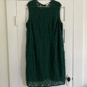 Spense Hunter Green Lace Shift Dress